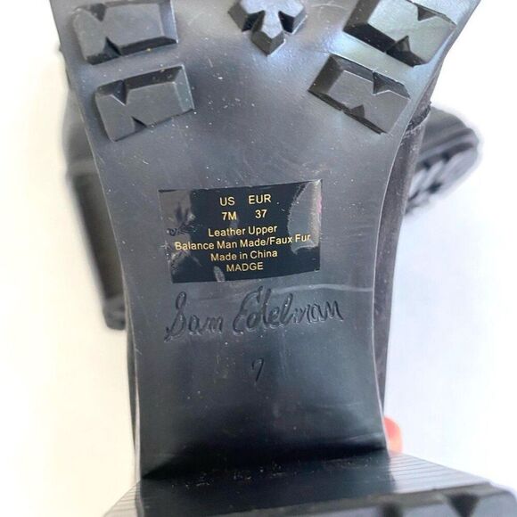 Sam Edelman Madge Sherpa Lined Suede Lace Up Lug Sole Booties 7 Black - Picture 9 of 10